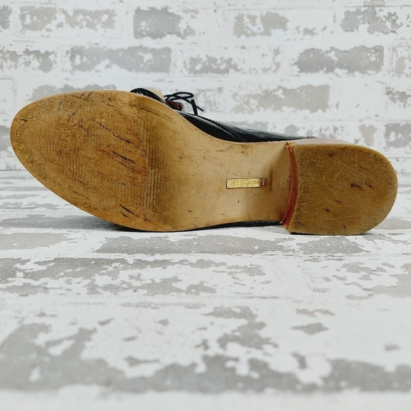 Louise et Cie Black Patent Leather Lace Up Block Heel Loafers Boots D263 - Picture 8 of 12